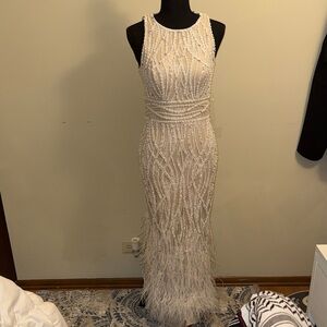 Chic White Beaded Prom Dress